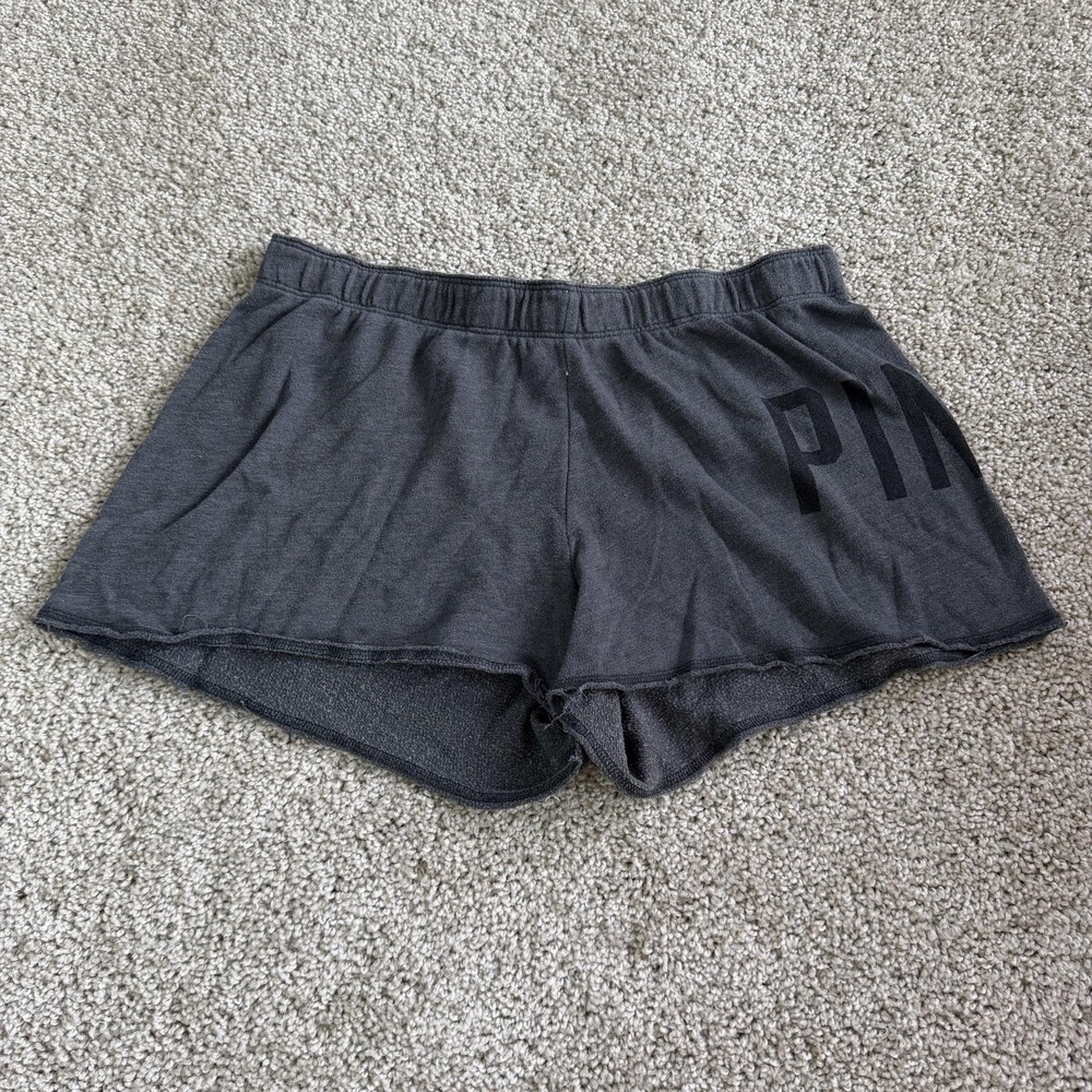 PINK Victoria's Secret Sweat Shorts Womens S Gray Logo Lounge Casual Summer
